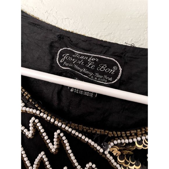 VTG Jean for Joseph Le Bon Black Sequin Silk Top Medium - Picture 4 of 5